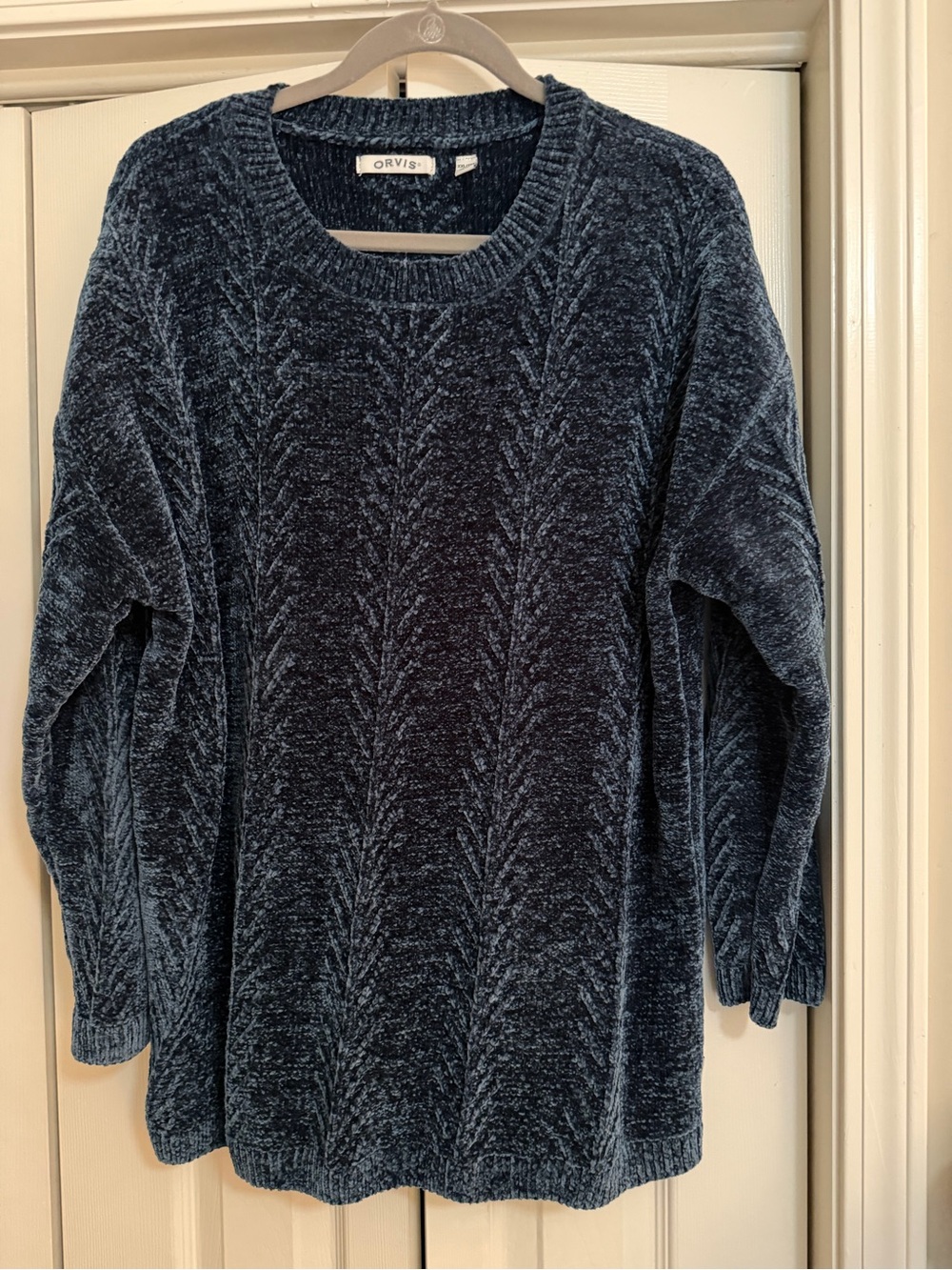 Orvis Dark Blue Chenille Scoopneck Sweater